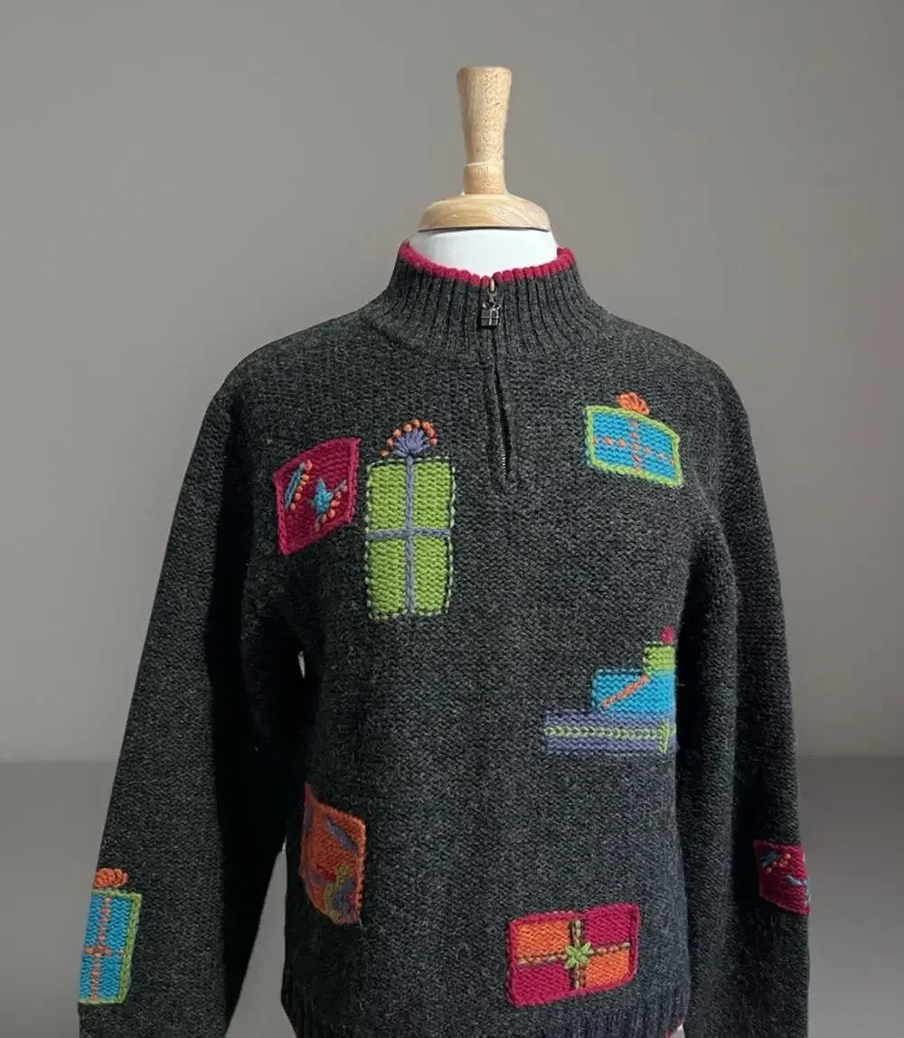 Vintage 90s Woolrich Sweater Womens L Christmas Present Holiday 100% Wool